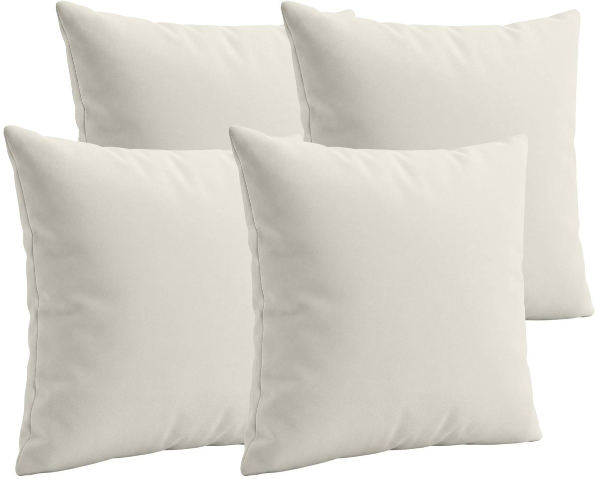 CLP Sierkussens Set van 4 - Zonder Vulling - 45x45 cm - Decoratieve Kussens voor Bank & Tuin - Wasbaar met Ritssluiting cremewit