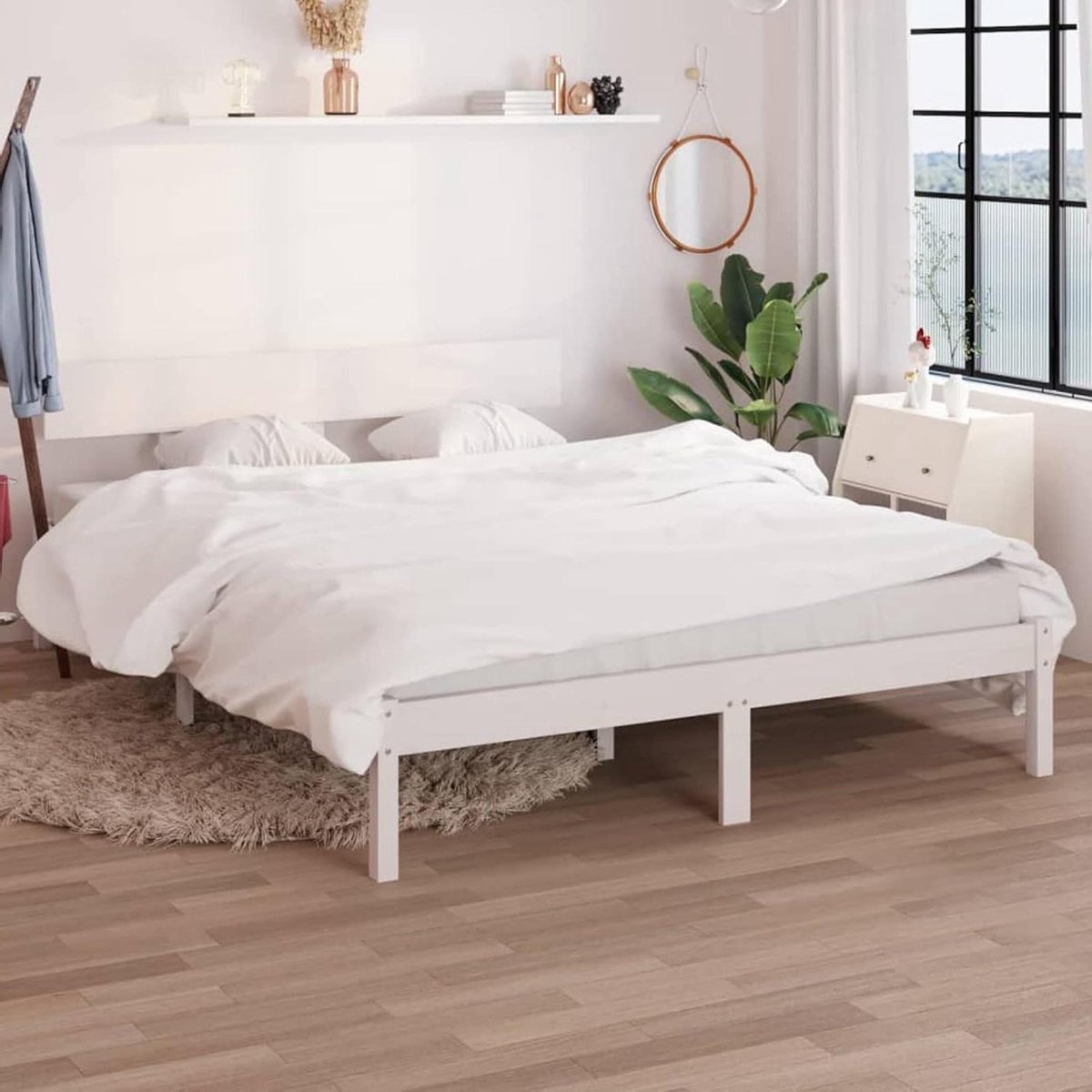 Houten Bedframe - Massief Hout Bed - Moderne Slaapkamer - Robuust Grenenhout - 180 x 200 cm - Natuurlijk