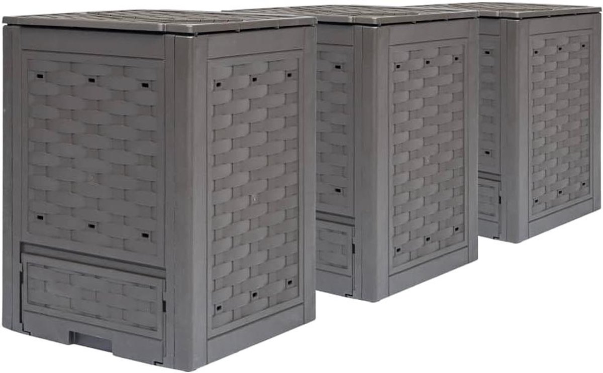 Tuincomposter Set - Compostbakken Tuinafval - Organisch Afval Verwerken - UV- en Weerbestendig - 900 L - Bruin