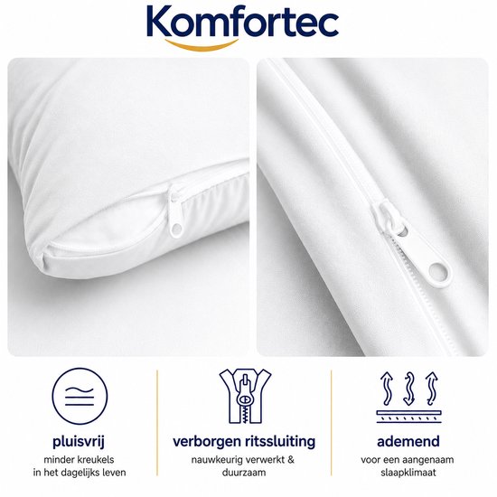 Komfortec Premium Dekbedovertrek 155x220 cm + Kussensloop 80x80 cm - 100% Microvezel - 90 g/m² - 2-Delige Superzachte Beddengoedset - met Rits - Wit van Merkloos — afbeelding 5