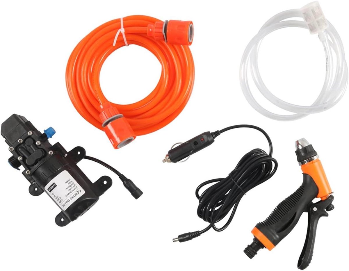 Elektrische Waterpomp - Hogedrukreiniger Set - Voertuigen Reinigen - 12V Laagspanning - 100 W - Zwart