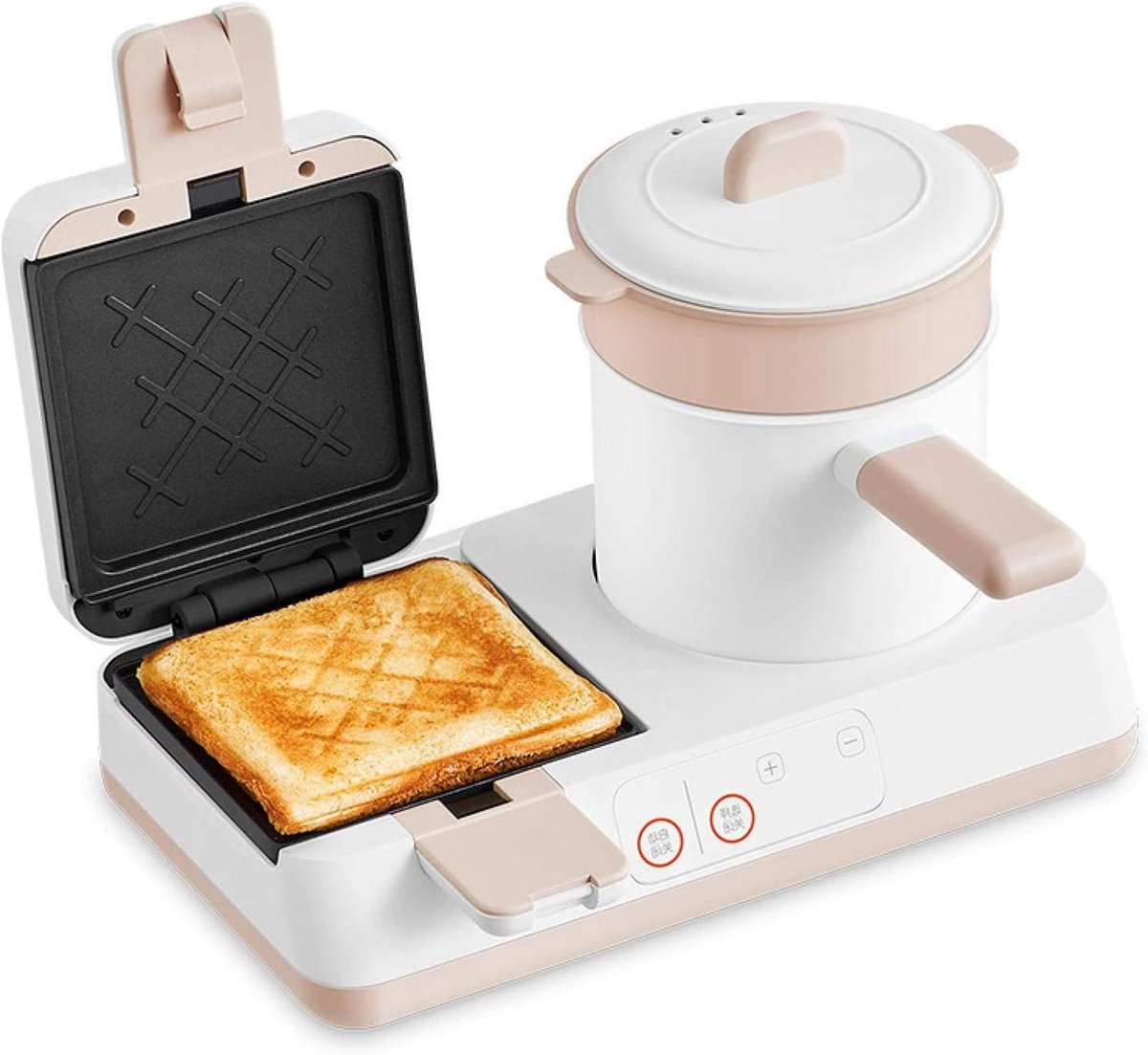 Multifunctionele Ontbijtmachine - 4-in-1 Keukenapparaat - Snel Ontbijt Maken - Compact Ruimtebesparend - 35 x 23.5 x 25 cm - Wit