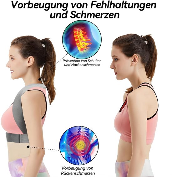 Verstelbare Rugsteun Trainer voor Houdingscorrectie met Schouderbanden voor Mannen en Vrouwen, Grijs, S/M, Ergonomisch Ontwerp, Comfortabele Ondersteuning, Verbeterde Houding — afbeelding 2
