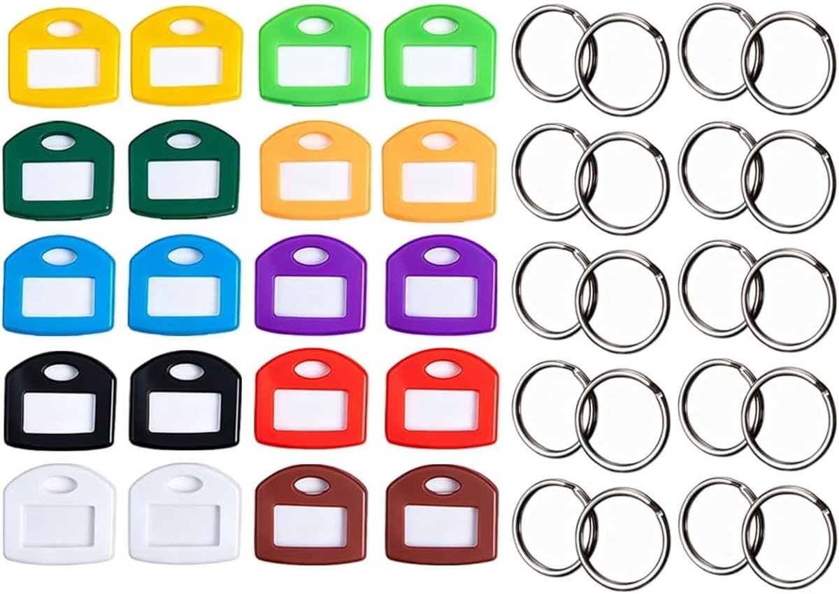 Sleuteldoppen set van 20 - 1,5 x 25 mm - kleurrijke hoesjes - sleutelmarkering en bescherming - ShopVlot