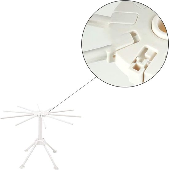 Pastadroogrek - Pastadroger - Verse Pasta Maken - Opvouwbaar - 40x40x28 cm - Wit — afbeelding 2
