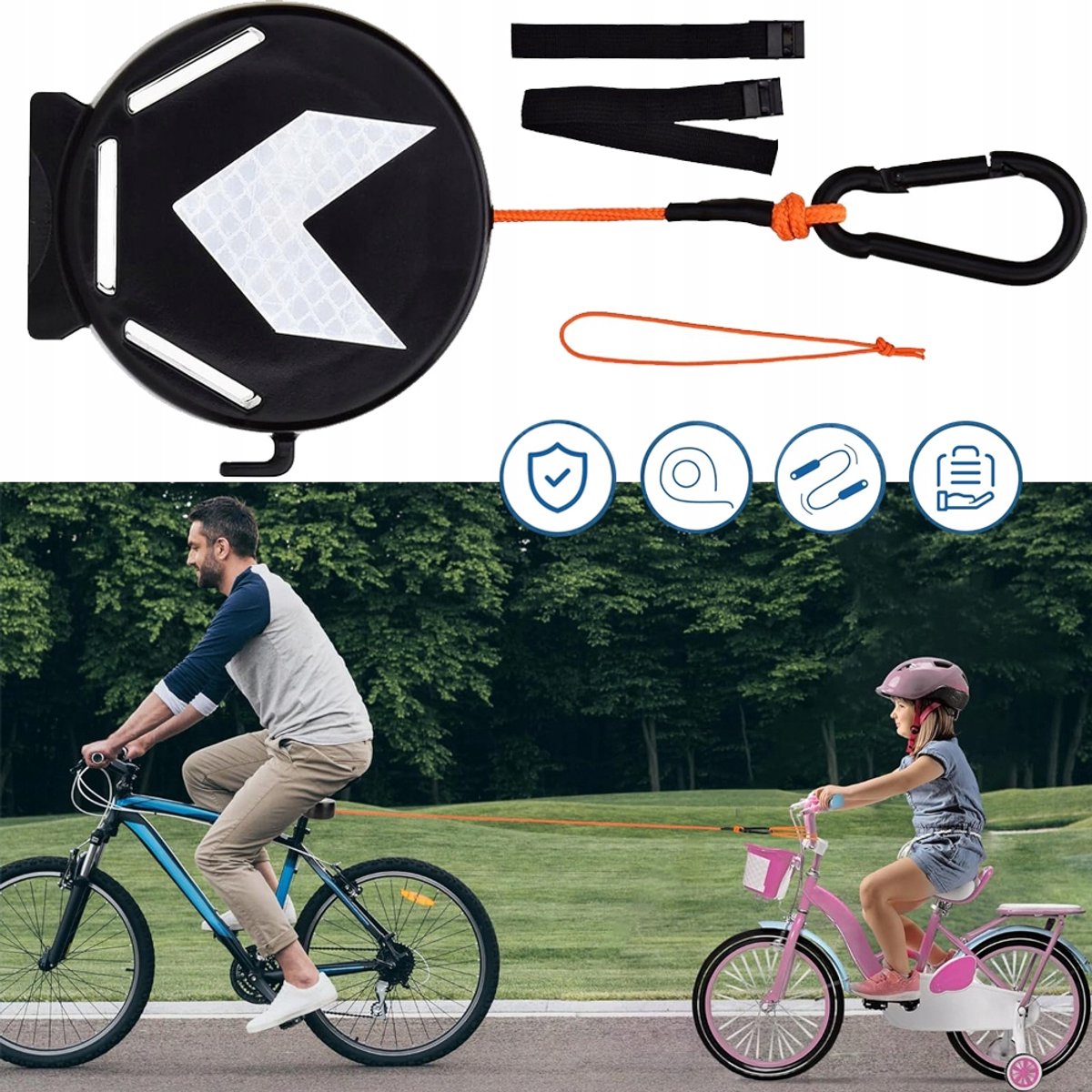 Fietssleepkabel, Tractietouw, Draagbare Fietsaanhangerbevestiging, Rekbare Trekband, Geschikt Voor Alle Fietsen