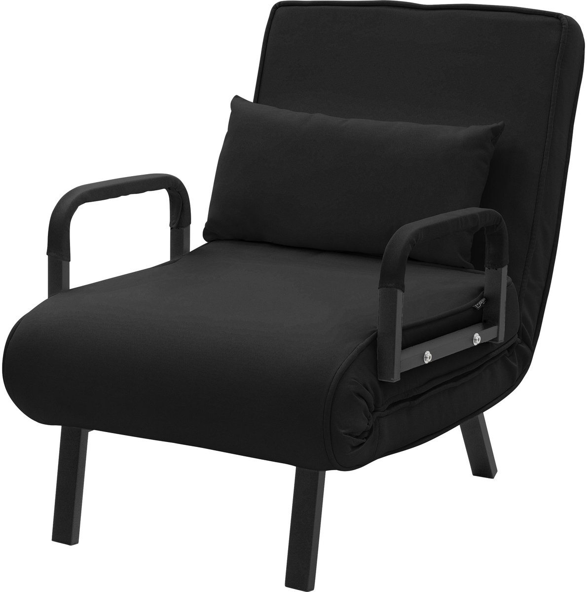 ML-Design | Slaapfauteuil met slaapfunctie 186x60 cm van staal/chenille, zwart; fauteuil met slaapfunctie, opklapbaar; slaapfauteuil; opklapfauteuil; slaapbank