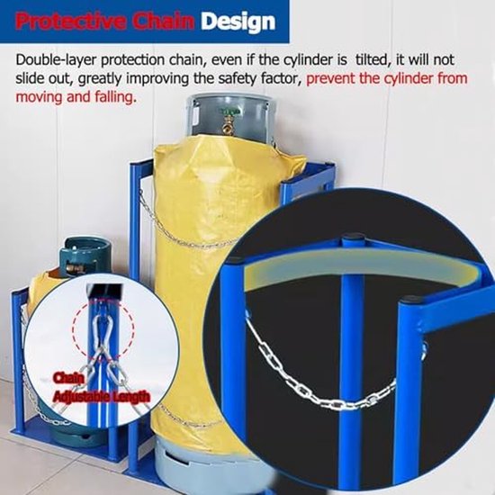 Gasfleshouder - Cilinderrek Zuurstof - Veilige Opslag - Verstelbare Ketting - 100 cm - Zwart — afbeelding 5