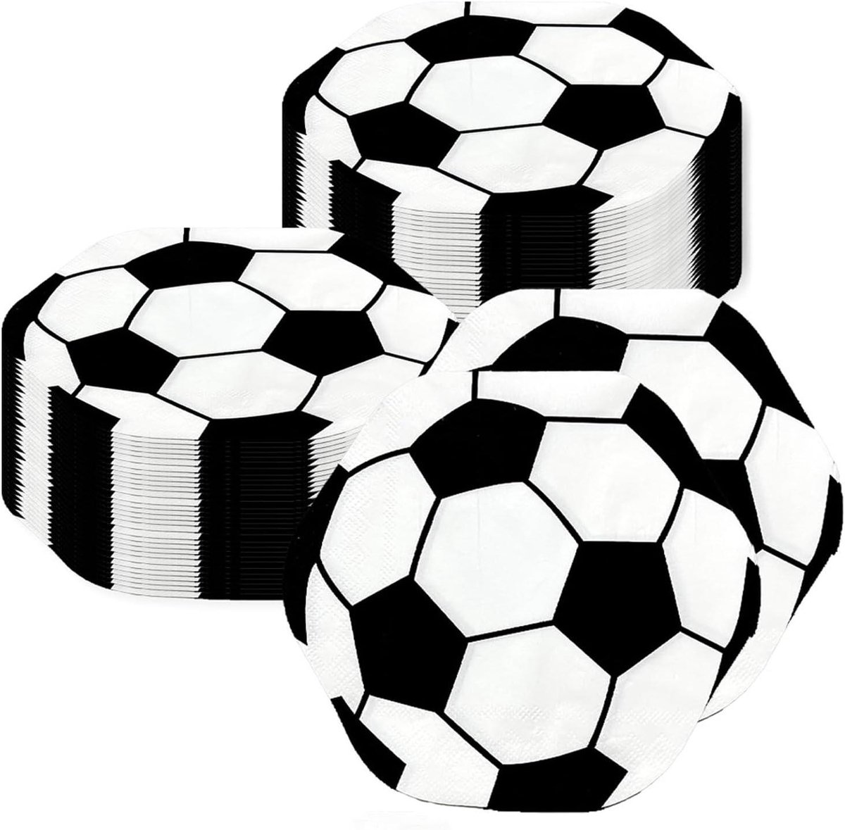 Voetbal Servetten - Feestservetten Themafeest - Tafeldecoratie Feest - Voetbalvorm Ontwerp - 20 stuks - Zwart-wit