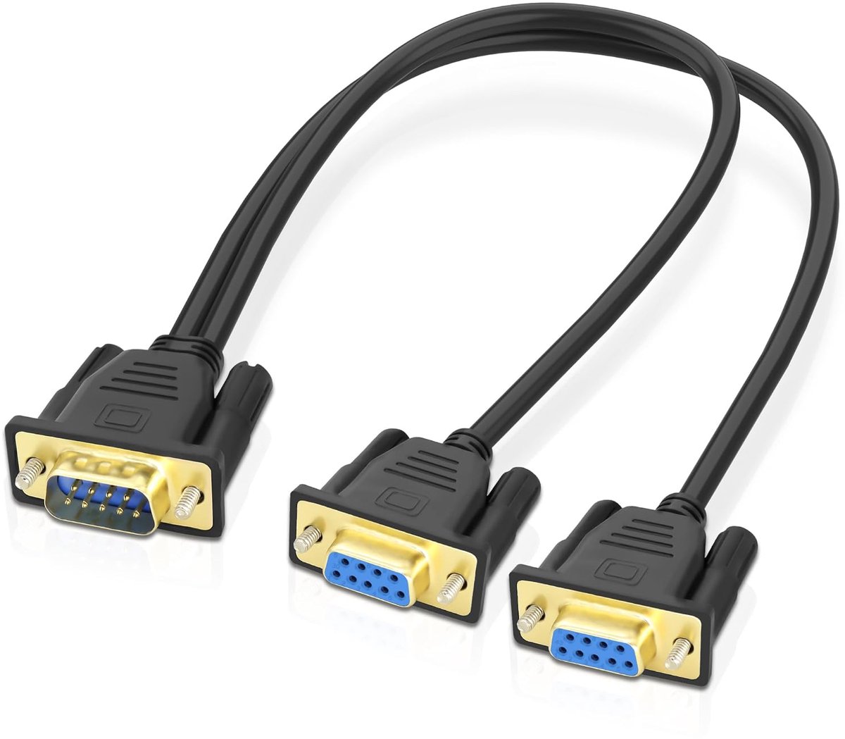 DB9 RS232 seriële Y-splitter kabel, DB9 9-pins 1 stekker naar 2 bus RS232 seriële splitter adapter draad recht door voor pc-modem, PDA - 50 cm