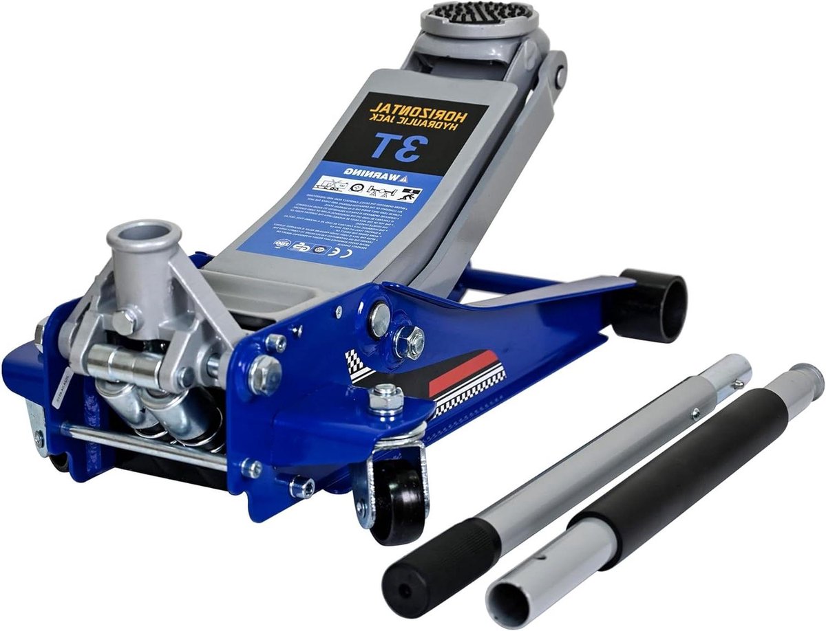 Hydraulische Garagekrik - Auto Krik Plat - Voertuigen Hefen - Extra Plat Ontwerp - 3 Ton - Blauw Zilver