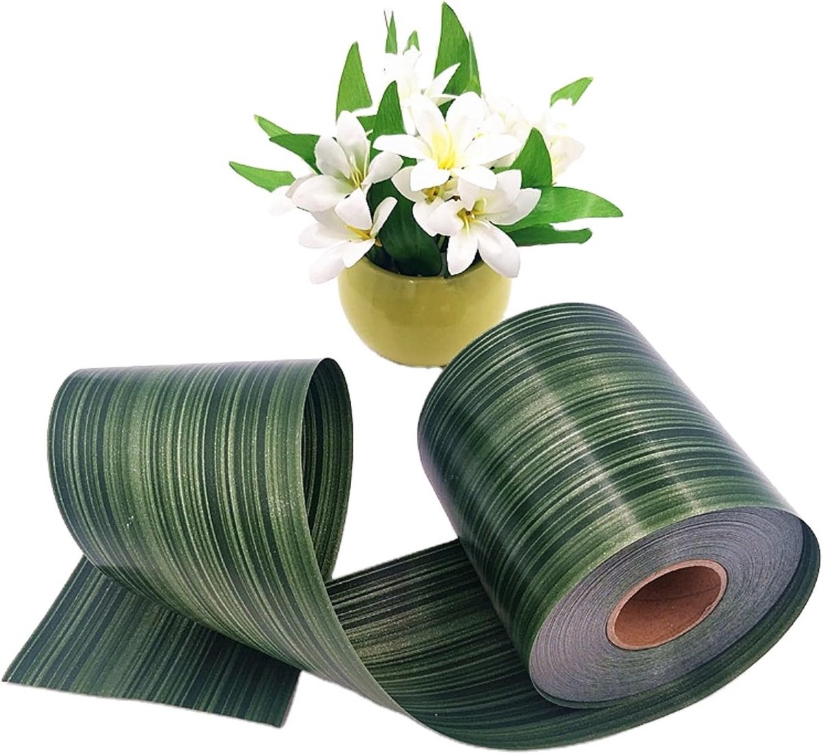 4" x 50 meter groen haarband | Zijdeachtig polyband waterdicht | Voor bruidsboeketten, cadeauverpakking, Kerstmis & feestdagen | Binnen & buiten decoratie