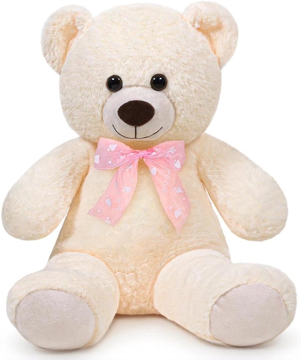 Teddybeer, 40 cm pluche knuffelbeer, pluchebeer met knoopogen, zachte leuke knuffelpop, knuffeldier, speelgoed, cadeau voor kinderen, jongens, meisjes, verjaardag, Kerstmis, Valentijnsdag