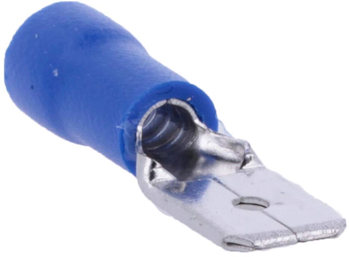 100 x Faston-stekkers (16-14 Awg), blauwe isolatie, kabeldoorsnede