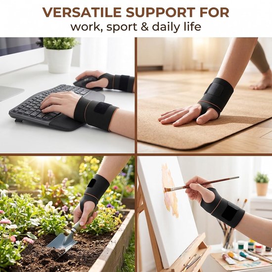 2 stuks pols- en duimbandage rechts links, orthopedische polsbandage voor peesschedeontsteking, carpaal tunnel, handschoenen bij artritis, pijn, letsel en verstuikingen — afbeelding 3