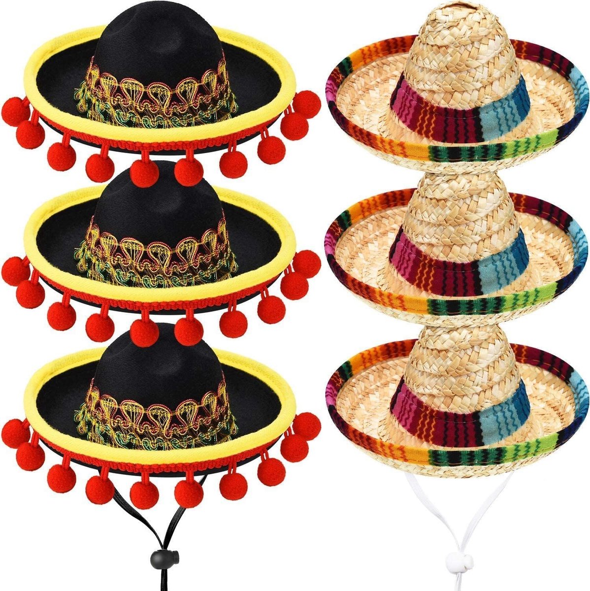 Mini Mexicaanse Hoedjes voor Feestjes - 10 Stuks - Strohoed voor Carnaval en Zomerfeesten - Leuk Kostuumaccessoire voor Kinderen en Volwassenen