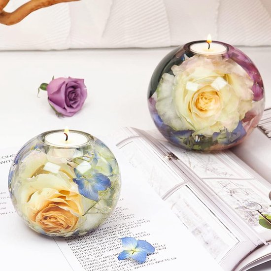 2pcs Tealight Candle Holder Resin Molds, Sphere Candlestick Silicone Molds, Resin Epoxy Votive Candle Holder Molds Silicone for DIY Home Décor (2 Pcs Sphere Mold) — afbeelding 5