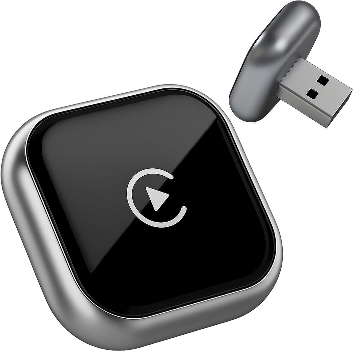 2-in-1 draadloze CarPlay & Android Auto Adapter - Mini Plug & Play USB-dongle, compatibel met auto's vanaf 2016+, stabiele verbinding, ultra-compact ontwerp (Zilver)