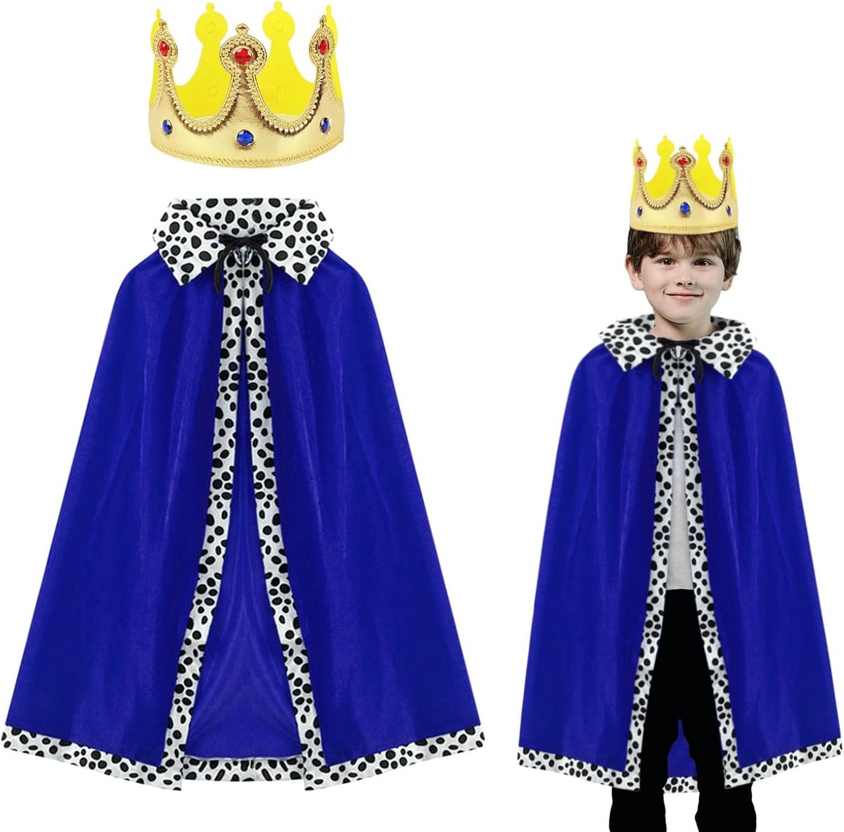 King Queen kostuum set King Robe Queen robe met kroon