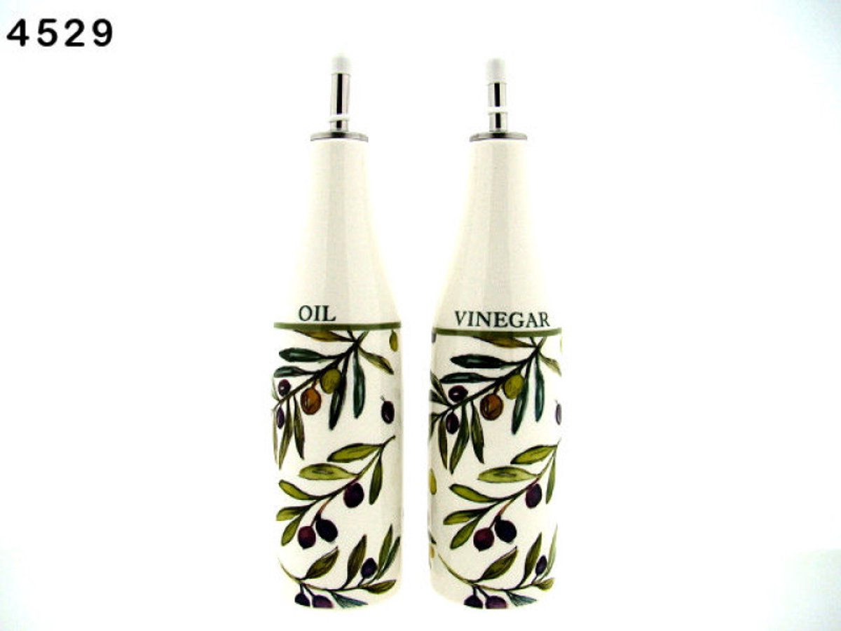 Leonardo Collection olie- en azijnflessen Olive Grove, set van 2, 6 x 21 cm