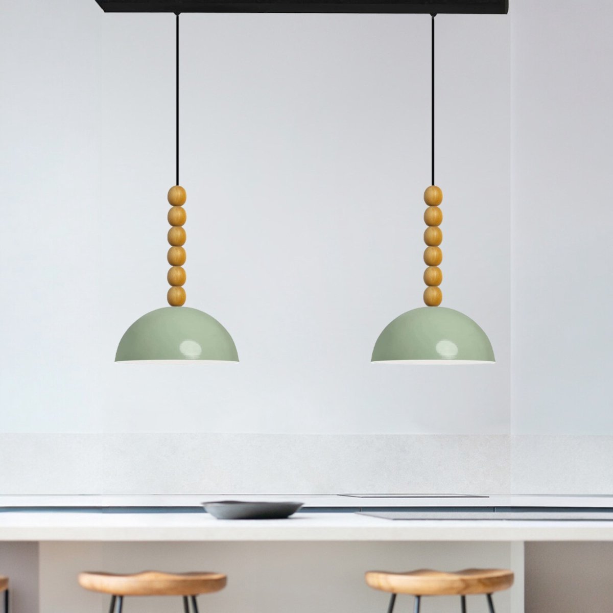 Bamyum hanglamp, industriële Modern stijl, Ø25 cm, groen metalen lamp