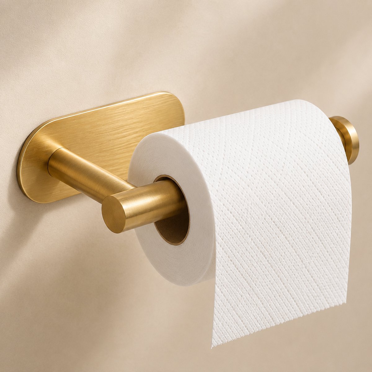 By Viento Toiletrolhouder Zelfklevend – Mat Goud – RVS – Zonder Boren