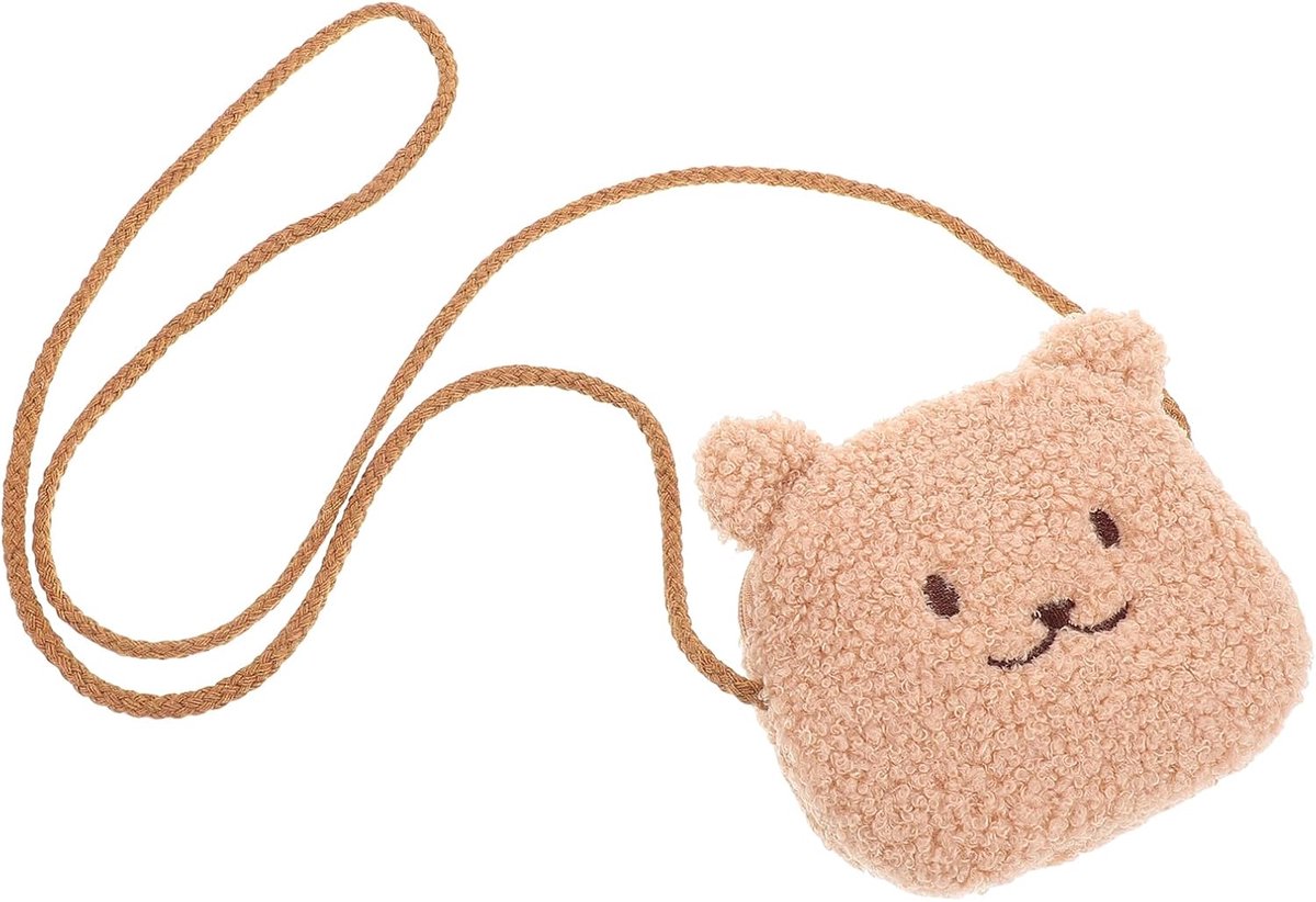 Schattige beren schoudertas voor kinderen Zachte pluche crossbody tas Handtas voor peuters Muntzak Cartoon design 13X12X2 cm