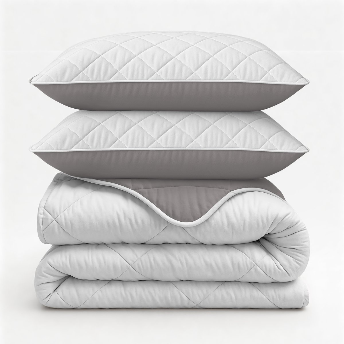 Sleeptime Dekbed zonder Overtrek - Wasbaar Dekbed - Inclusief Slopen 60x70 cm - Lits-jumeaux - 240x200 - Beige/Grijs