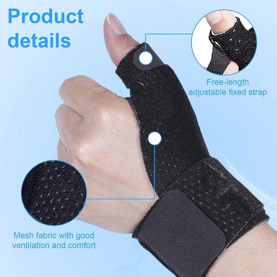1 stuks duimbrace rechts links elastisch met rails, polsbandage, bandage bij rizoartrose ter verlichting van pijn en letsel, tenosynovitis van De Quervain, peesontsteking en verstuikingen — afbeelding 3