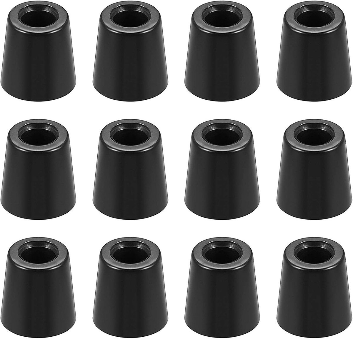 12 stuks rubberen voetjes bumper buffer anti-slip meubelpoten met metalen schijf voor elektronische meubels 20 x 16 x 20 mm zwart