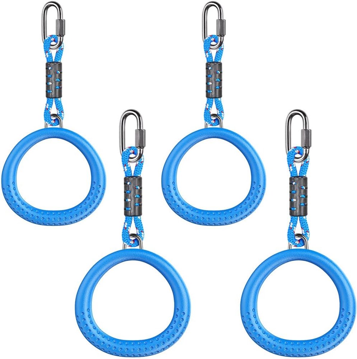 Set van 4 gymnastiekringen, aapringen, ninja-accessoireset, schommelstang, hindernisbaan voor kinderen, capaciteit 453,6 kg