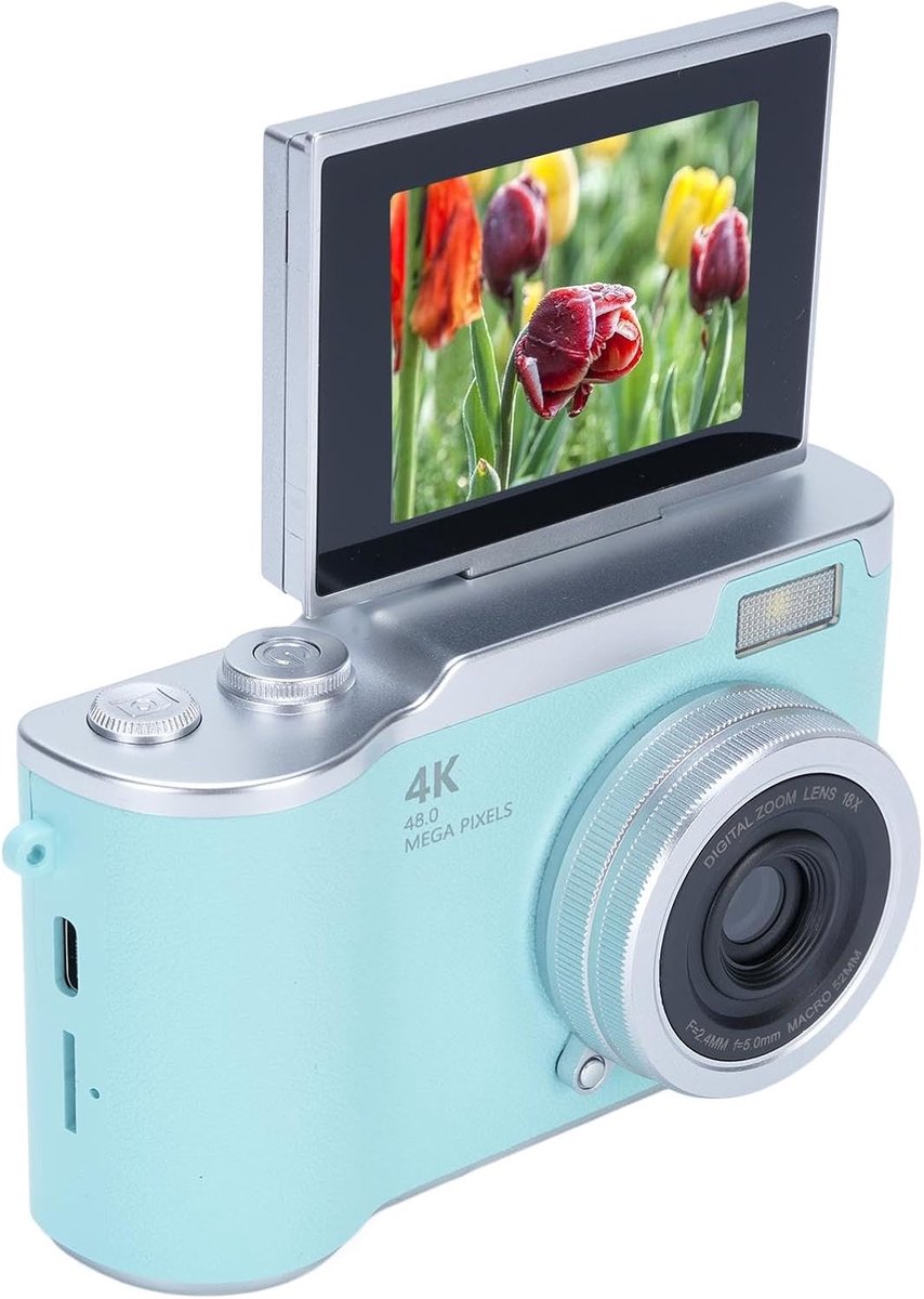 SnelShoppen - 48MP Digitale Camera met 1080P Video, 8x Zoom, 2.4 Inch HD Flip Screen, LED Vullicht, Lange Batterijduur, Multifunctioneel voor Creatiev
