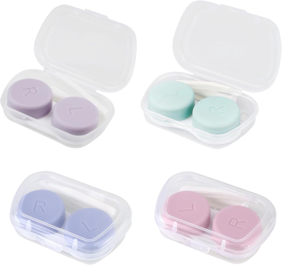 SnelShoppen - Pack van 4 contactlenshouders, draagbare reisdoos met multiplexdesign voor veilige lensopslag - ideaal voor dagelijks gebruik en reizen