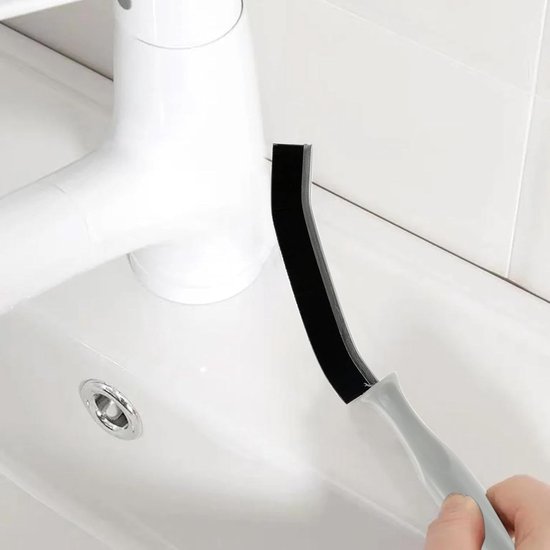 Voegenborstel - Groefreiniger Schoonmaakborstel - Dieptereiniging Groeven - Ergonomisch Handvat Lange Steel - 28 cm - Zwart — afbeelding 2