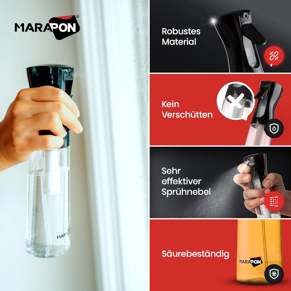 SnelShoppen - Sprayfles 300 ml met Atomiseur Functie - Transparante Sprayfles voor Kappers en Huishoudelijk Gebruik - Continu Spuitproces van 3-4 Seco