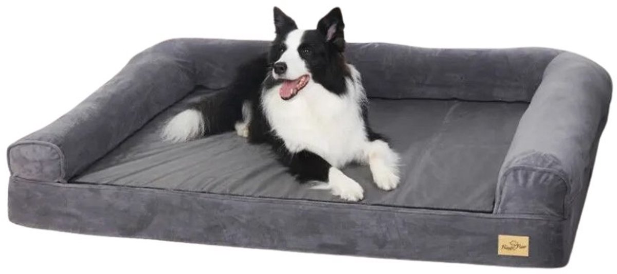 G&G hondenmand – Hondenkussen – Hondenbed – Schuimbodem – Orthopedisch – Wasbaar – Tot 25kg – 80x60x18cm - Grijs
