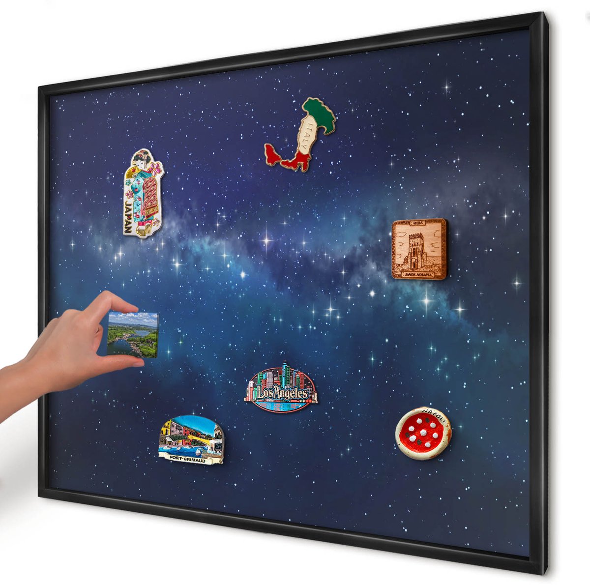 Artprintcave Marine Magneetbord mit Zwart Frame - 80x60 cm - Sterrenruimte Magnetisch Bord Voor Magneten - Abstract Notitiebord - Kosmos