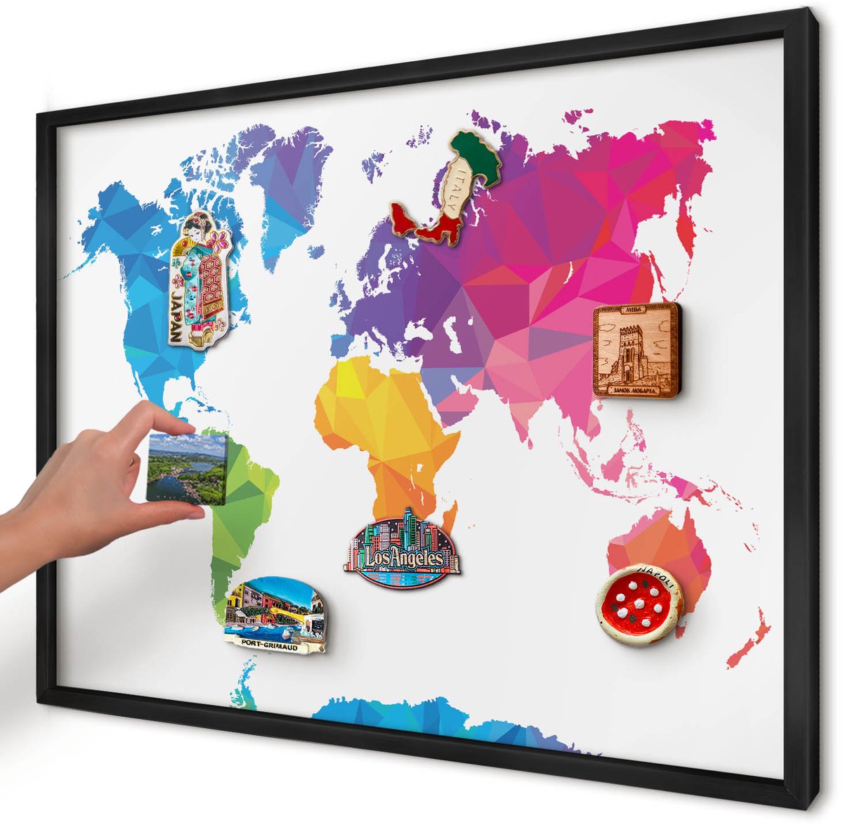 Artprintcave Blauw Magneetbord mit Zwart Frame - 70x50 cm - Kleurenkaart Magnetisch Bord Voor Magneten - Geometrische Bord Voor Magneten - Kaarten