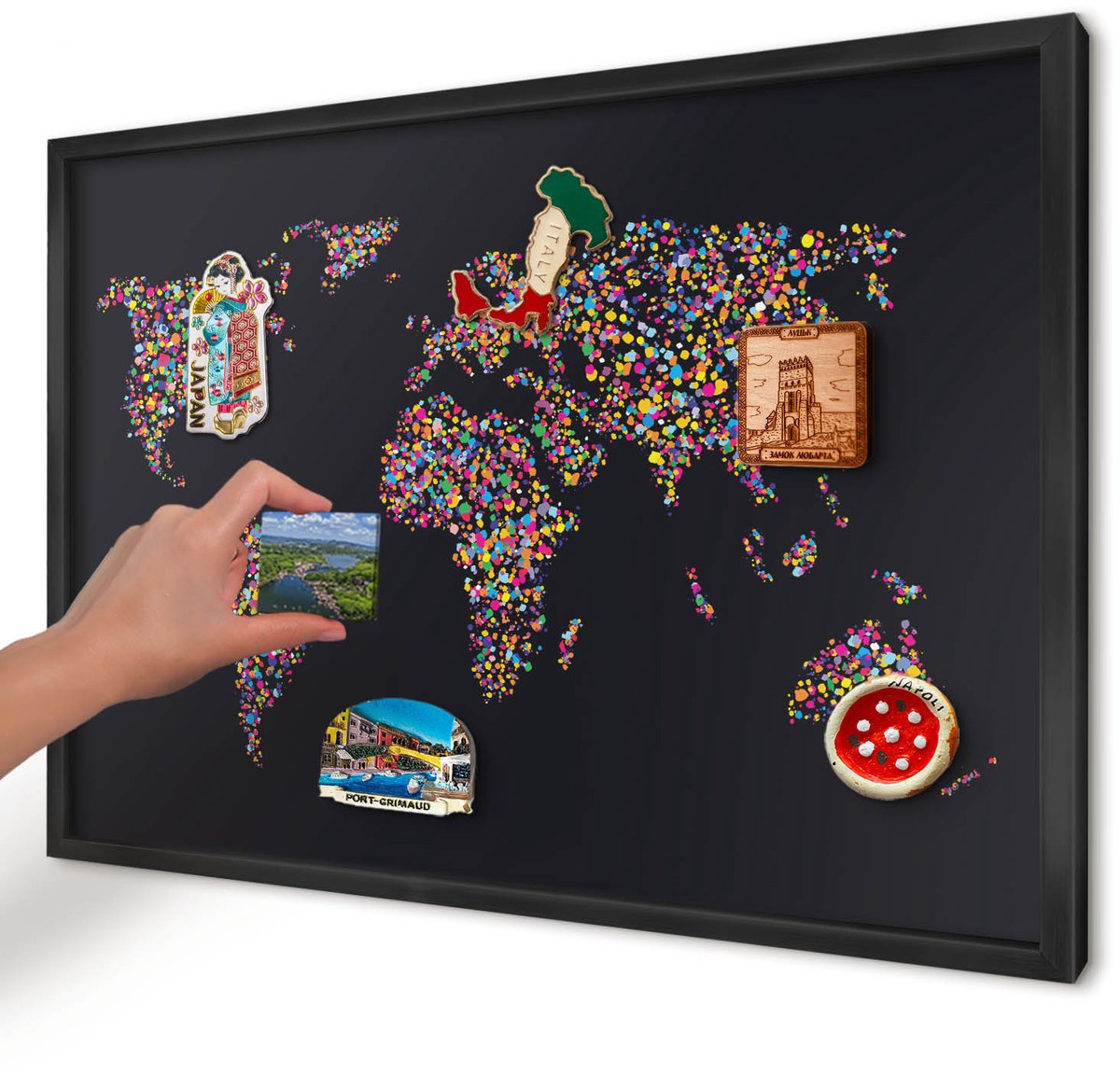 Artprintcave Zwart Magneetbord mit Zwart Frame - 60x40 cm - Kleurenkaart Bord Voor Magneten - Abstract Magneet Bord mit Frame - Kaarten