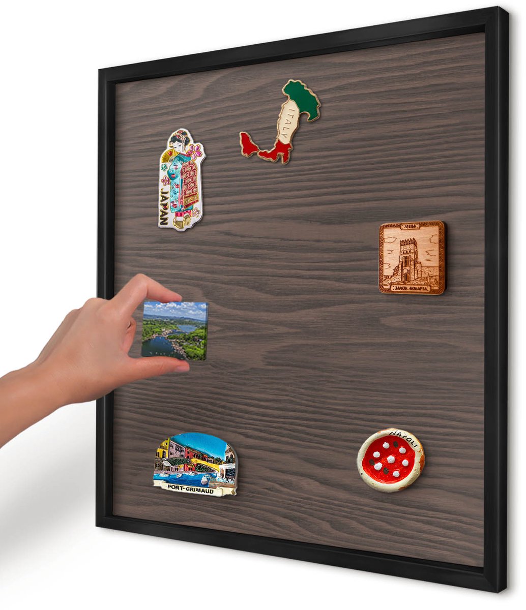 Artprintcave Bruin Magneetbord mit Zwart Frame - 50x50 cm - Natuurlijk Hout Notitiebord - Rustiek Bord Voor Magneten - Texturen
