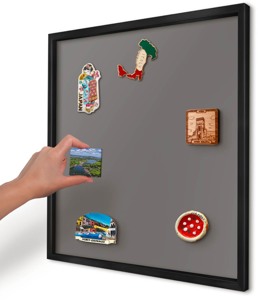 Artprintcave Grijs Magneetbord mit Zwart Frame - 50x50 cm - Donkergrijs Magneet Bord mit Frame - Minimalist Memobord Keuken - Achtergronden En Patronen