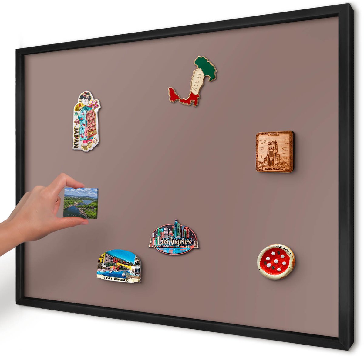 Artprintcave Rood Magneetbord mit Zwart Frame - 70x50 cm - Pastelbruin Magneetbord Voor Keuken - Minimalist Magnetisch Bord Voor Magneten - Achtergronden En Patronen