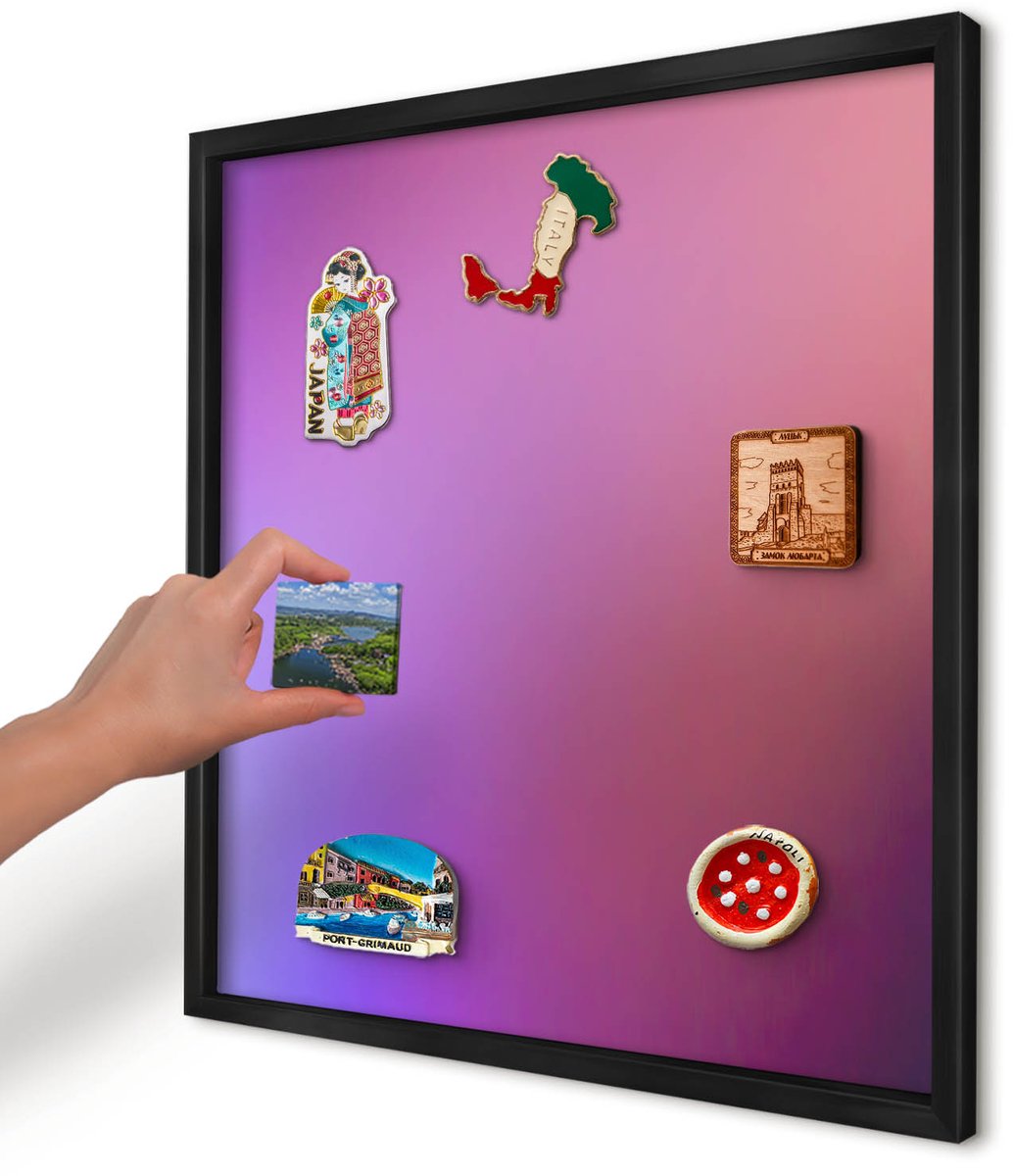 Artprintcave Paars Magneetbord mit Zwart Frame - 50x50 cm - Kleuren Van Harmonie Bord Voor Magneten - Abstract Magnetisch Bord Voor Magneten - Abstractie