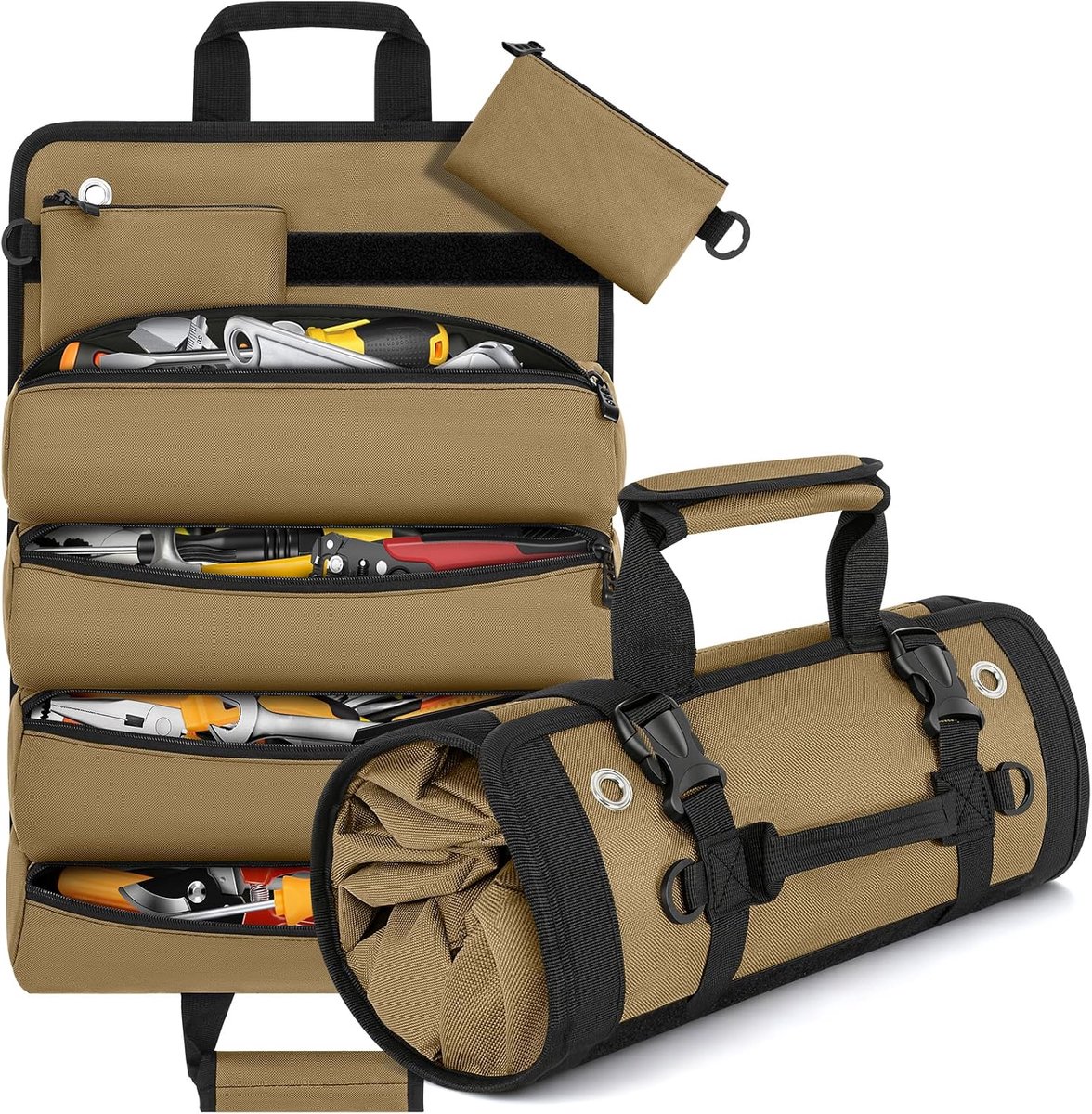 Toolroll tas met 4 vakken - rolbare gereedschapstas - waterdicht en robuust - ideaal voor monteurs en klusjesmannen - ShopVlot