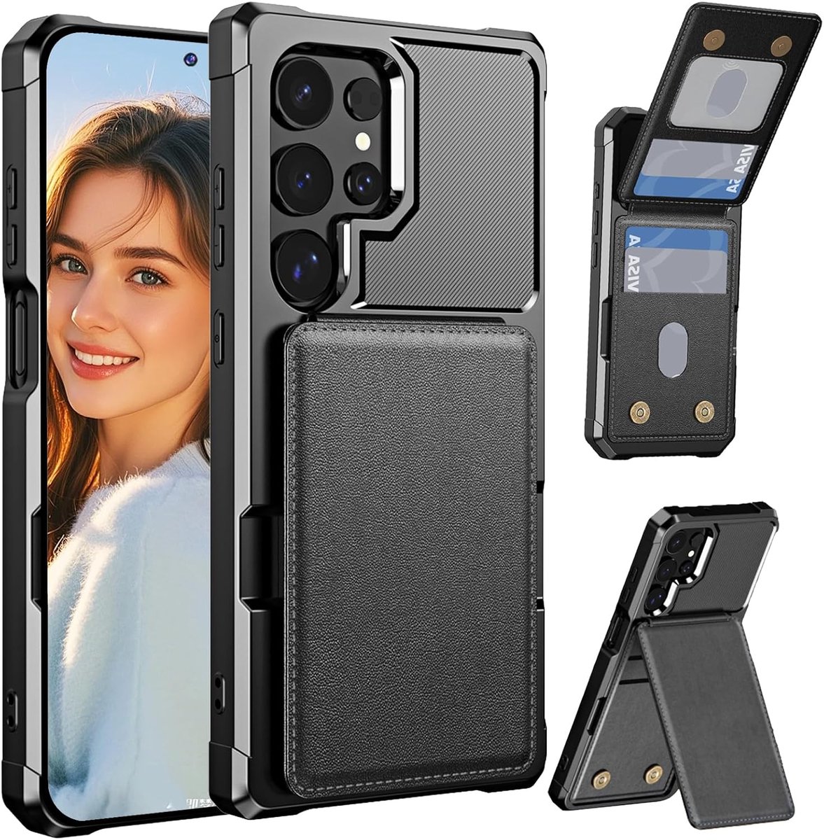 Portemonnee Hoesje voor Samsung Galaxy S22 Ultra ZM | PU Lederen Flip Portefeuille Beschermhoesje met Kaarthouder, Schokbestendige Telefoonhoesje voor Samsung Galaxy S22 Ultra