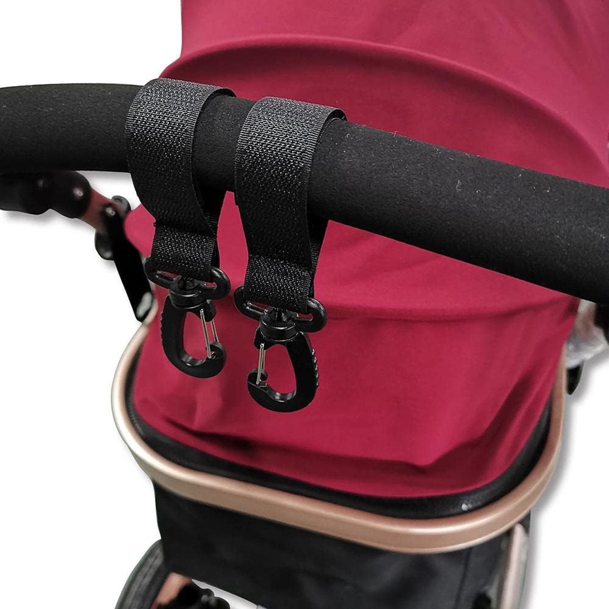 Buggy haken 2 stuks - Zwart - Met klittenbandsluiting - Handig voor boodschappen - ShopVlot