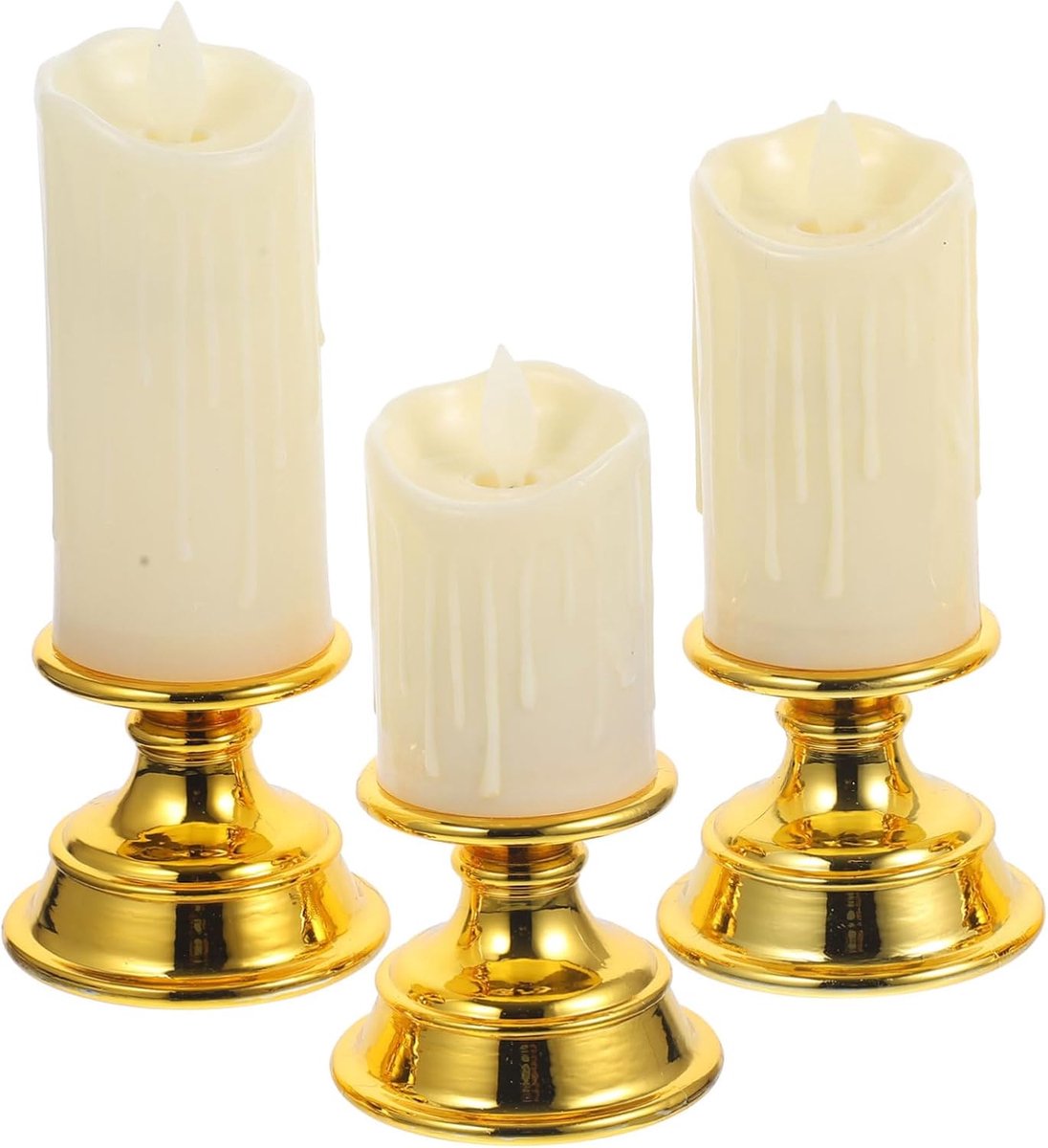 3 stuks gouden kaarslicht, LED-verlichting, LED-verlichting, vlamloze