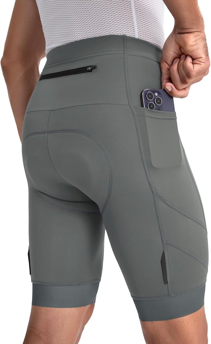 Shorts voor heren, 4D-gewatteerde fietsbroek met ritszak, fietsbroek