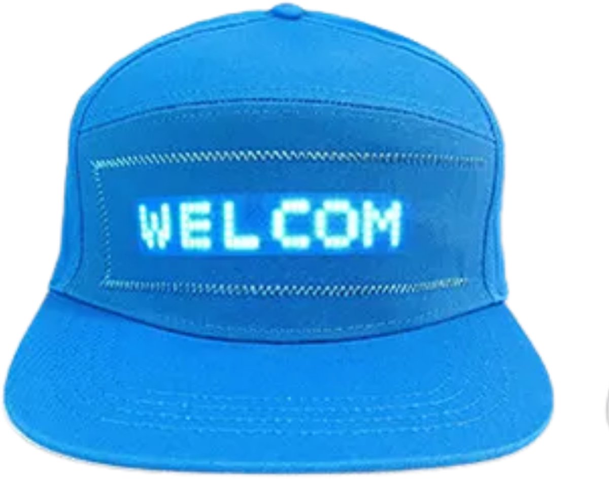 Doppler LED Snapback Pet – Programmeerbaar LED Display via App – Bluetooth – USB Oplaadbaar – Festival & Feest – Blauw