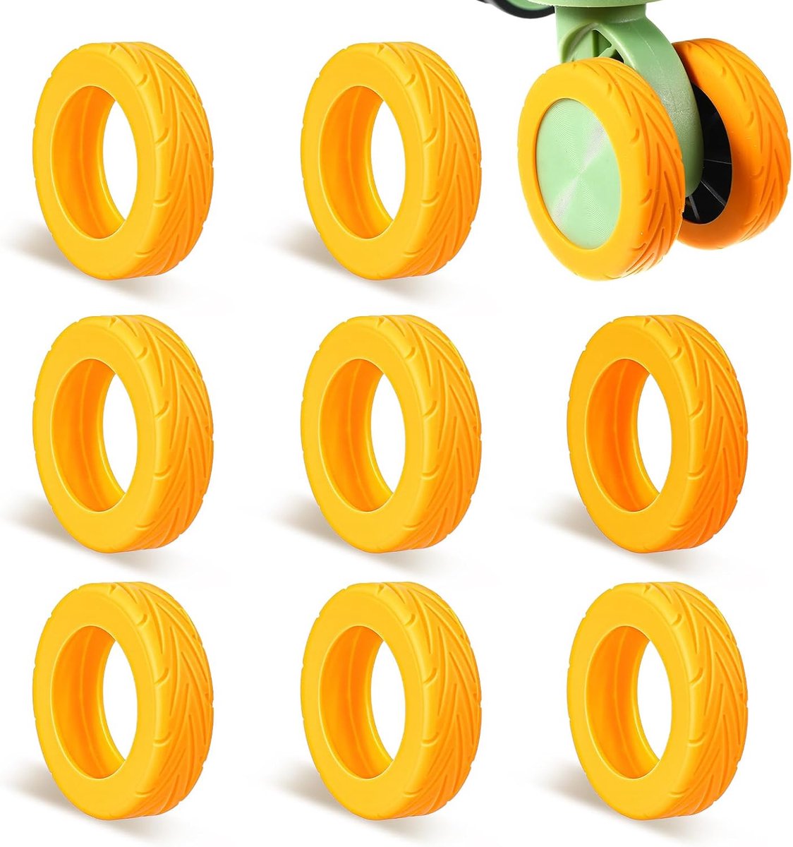 8 stuks bagagewielhoezen, geluidswerende siliconen wielbeschermhoezen voor 2 - 2,4 inch spinnerwiel, slijtvaste reisbagagekoffers, wielbeschermer, Oranje, Klassiek